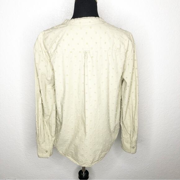 Zara sage green khaki tan swiss dot button down top size Medium cottagecore - Picture 16 of 16